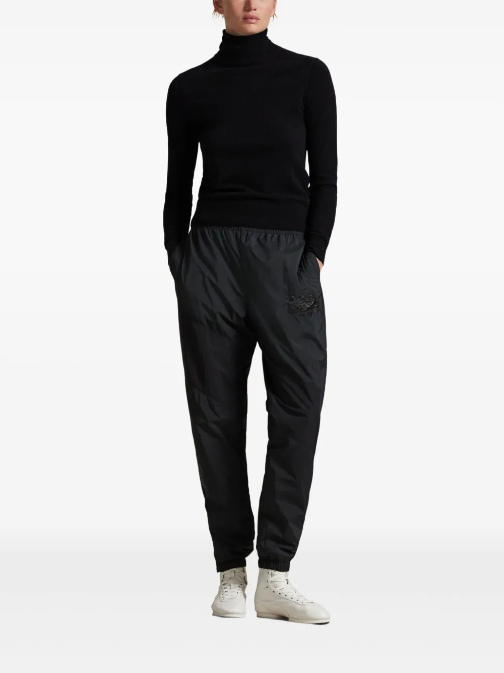 Polo Ralph Lauren Panelled Embroidered Trousers In Black
