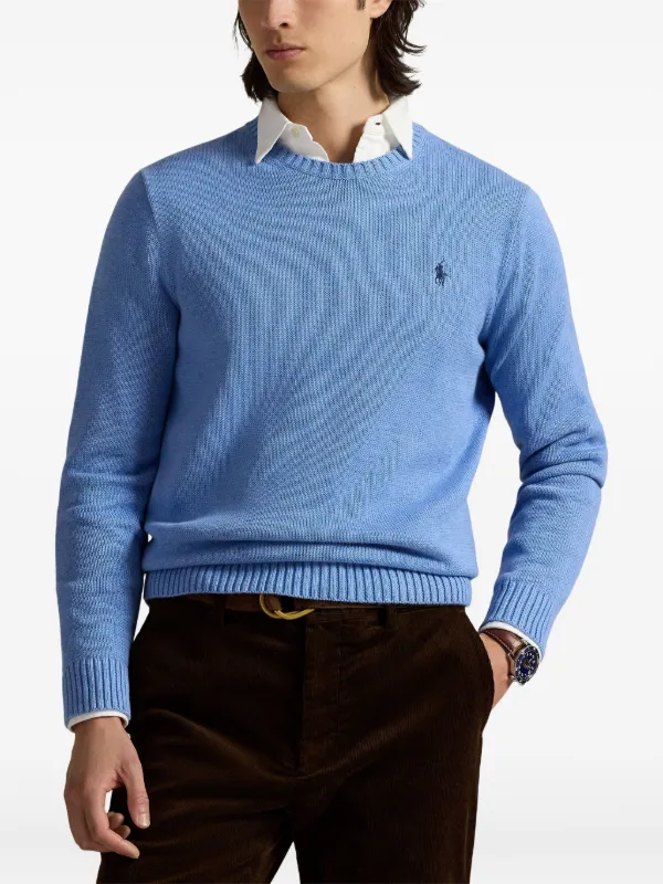 Polo Ralph Lauren crew-neck Cotton Jumper Blue FARFETCH IN