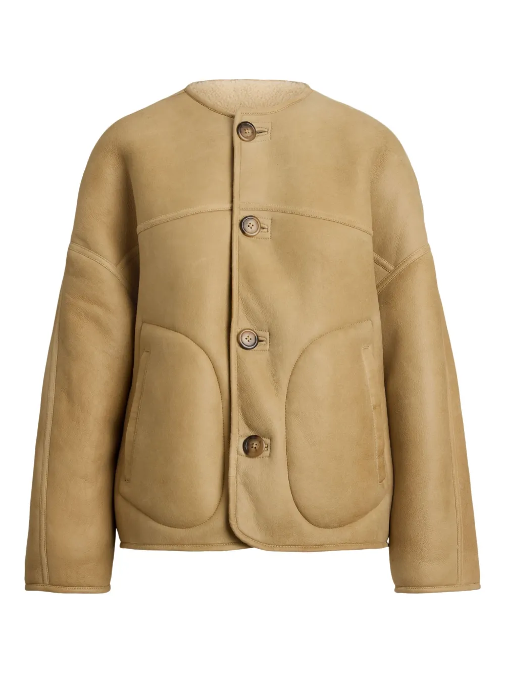 Polo Ralph Lauren Button-fastening Sheepskin Coat In Neutral