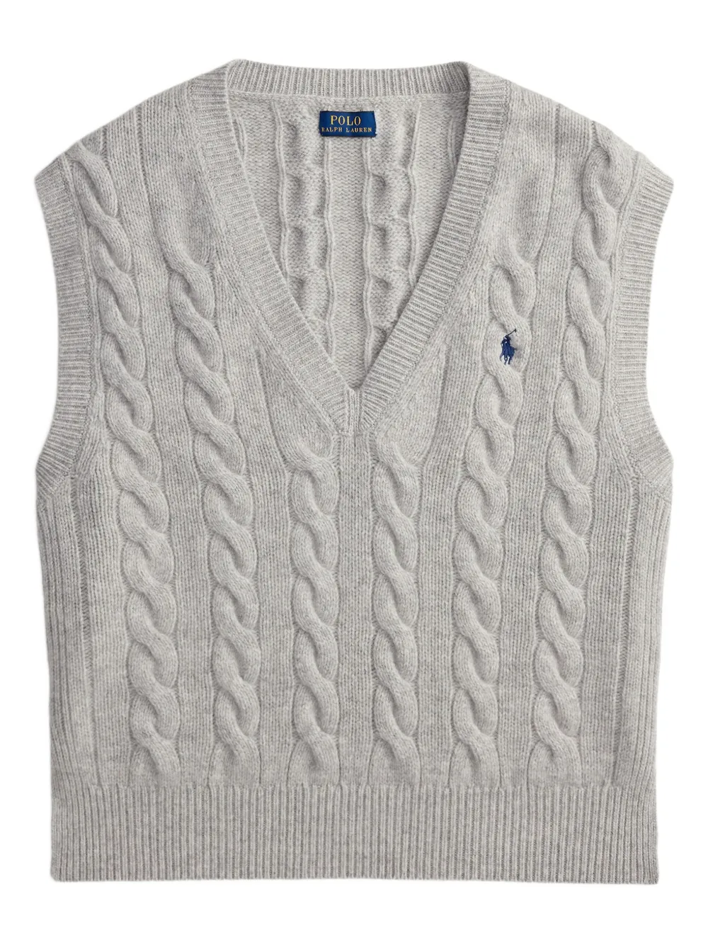 Polo Ralph Lauren Cable-knit V-neck Sweater Vest In Gray
