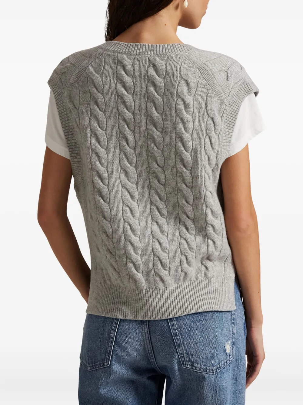 Polo Ralph Lauren Cable-knit V-neck Sweater Vest In Gray