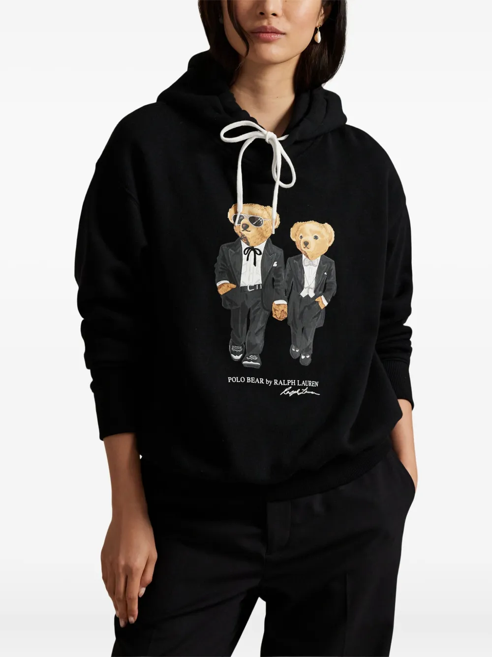Polo Ralph Lauren Bear-print Hoodie In Black