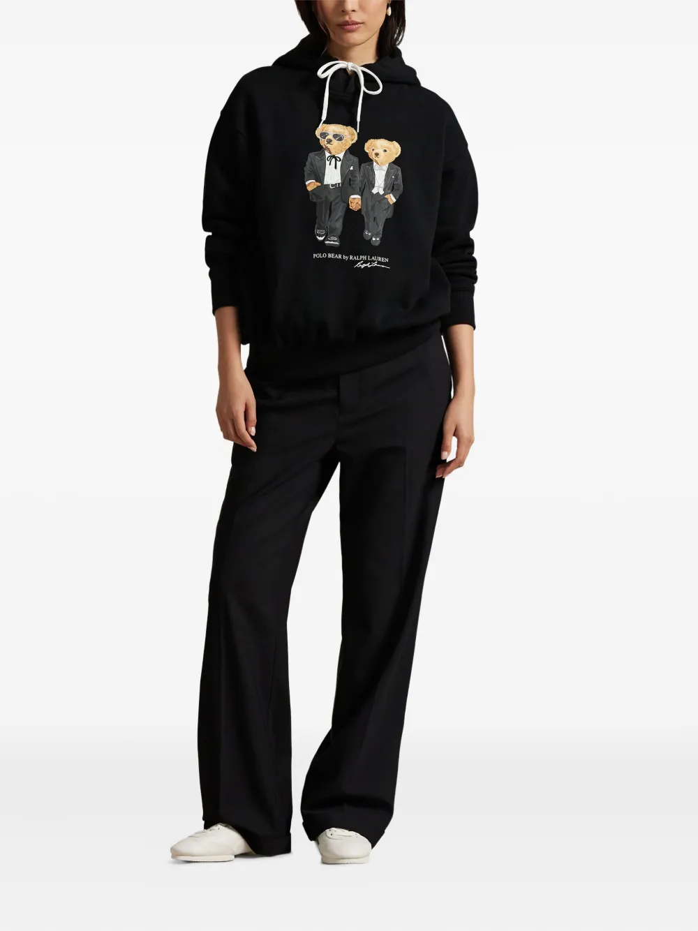 Polo Ralph Lauren Bear-print Hoodie In Black