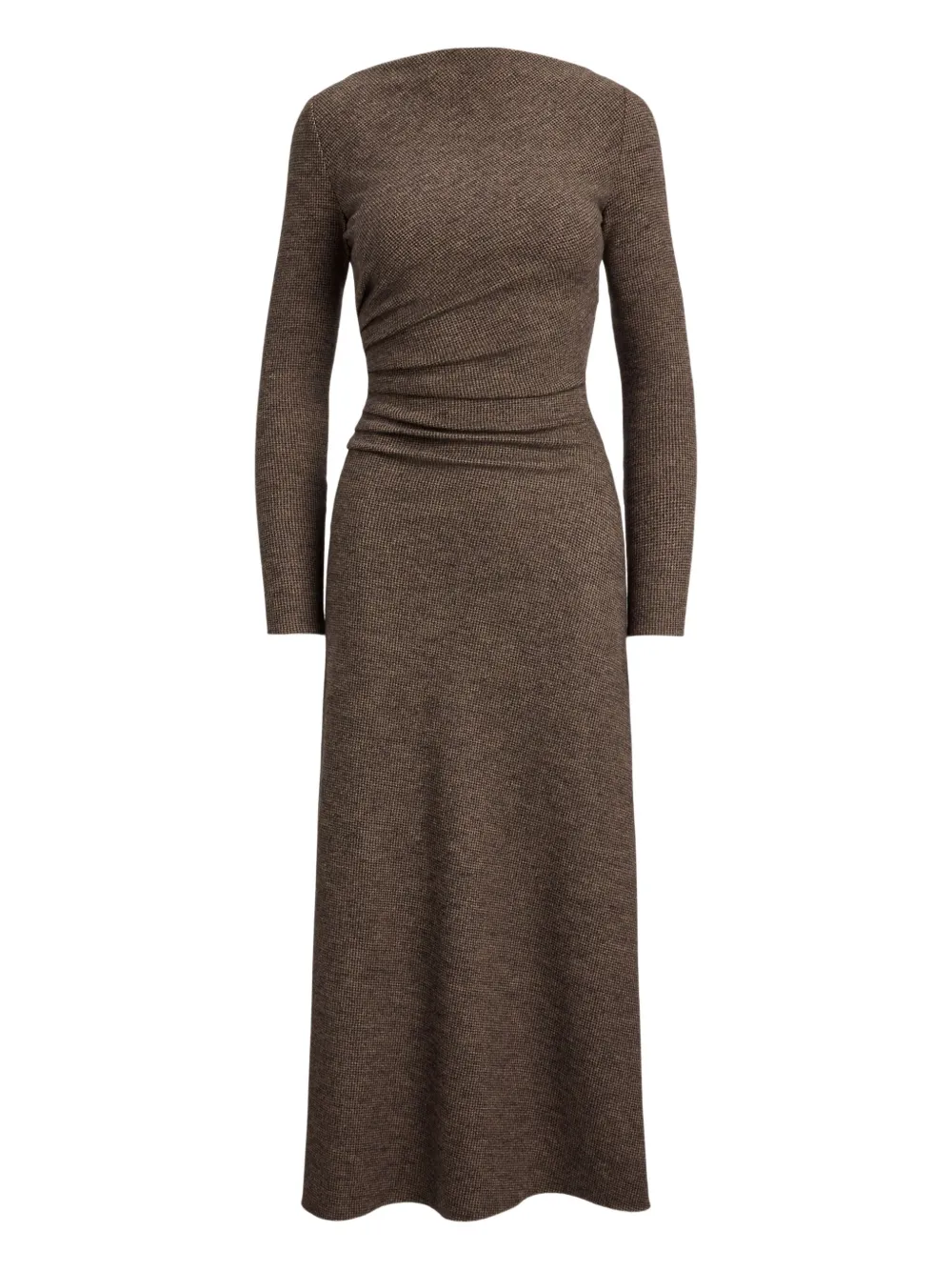 Ralph Lauren Long-sleeve Wool Midi Dress In Brown