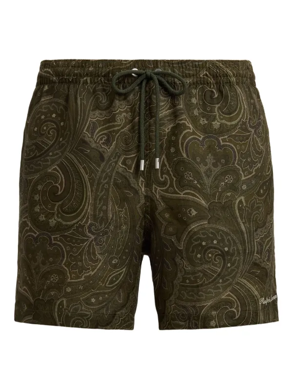 Ralph Lauren Purple Label Paisley-pattern Drawstring Swim Shorts in Green
