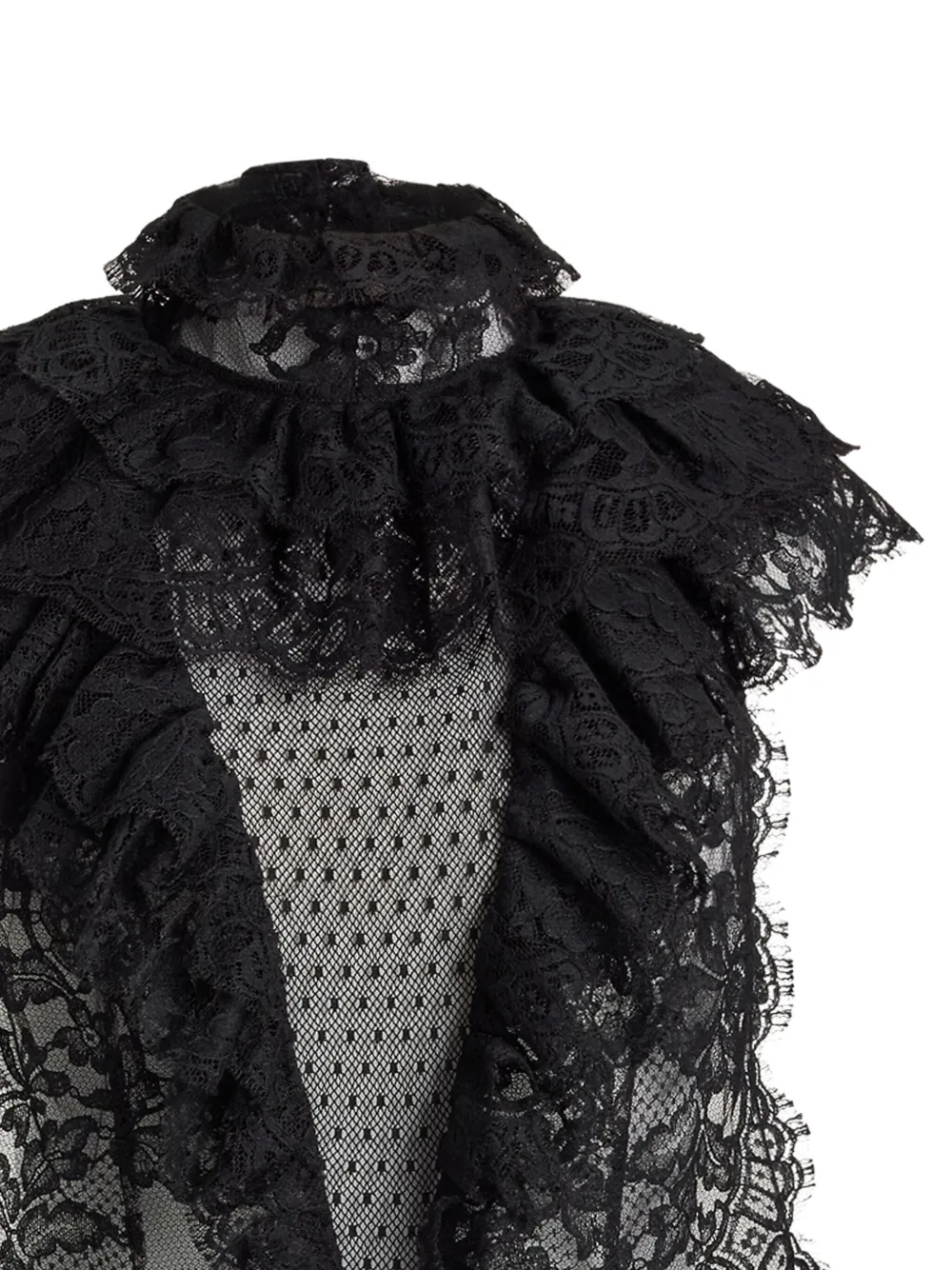 Ralph Lauren Collection lace-ruffled bodysuit - Zwart