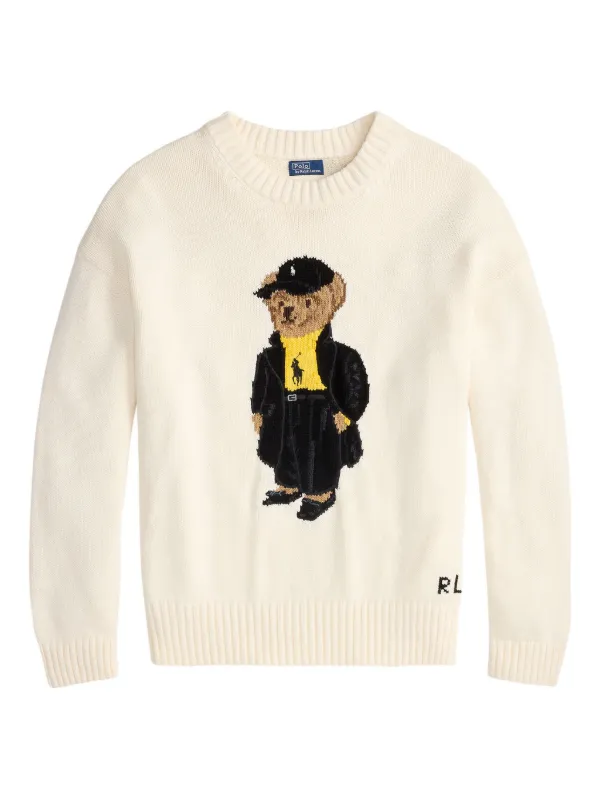 Polo Ralph Lauren Polo Bear-embroidered crew-neck Sweater White  FARFETCH IN