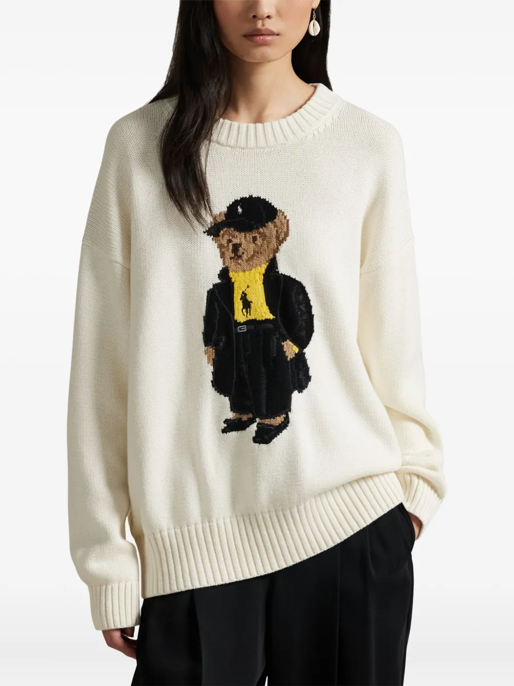 Polo Ralph Lauren Polo Bear-embroidered Crew-neck Sweater In White