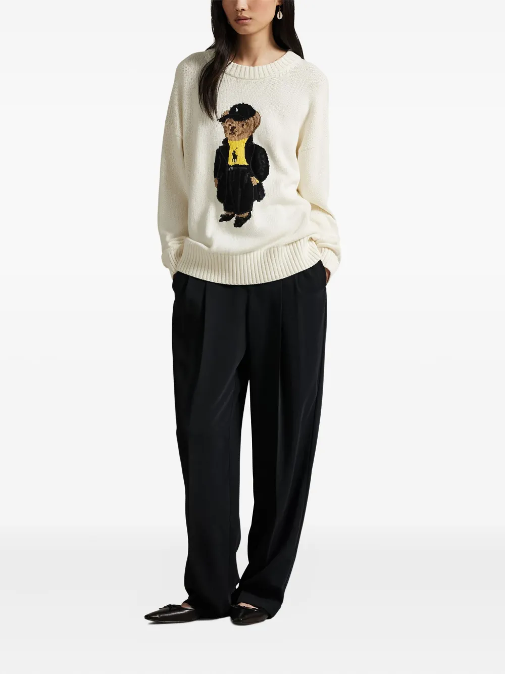 Polo Ralph Lauren Polo Bear-embroidered Crew-neck Sweater In White