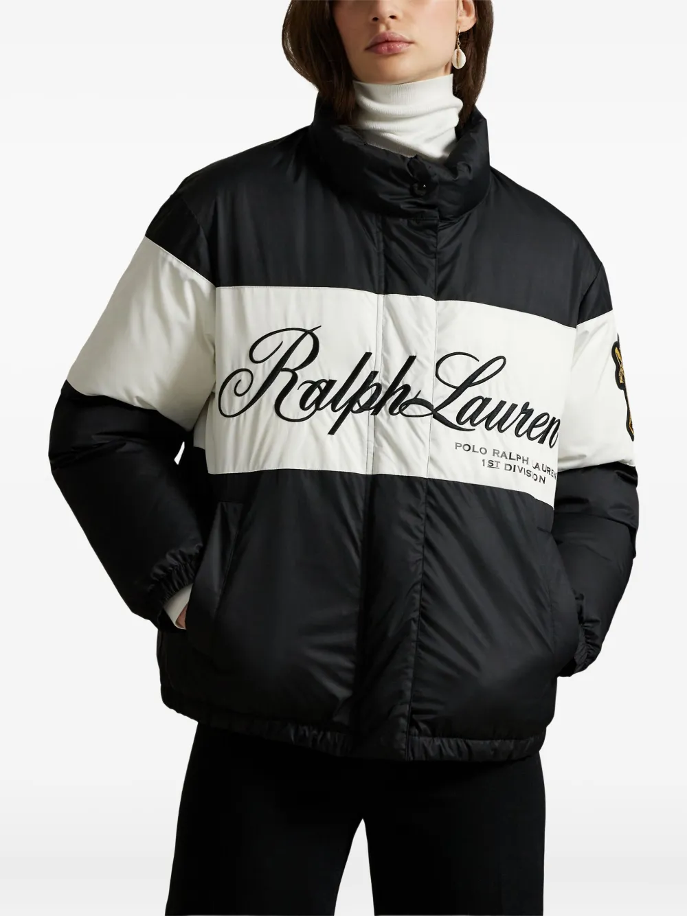 Polo Ralph Lauren Script-logo Panelled Jacket In Black