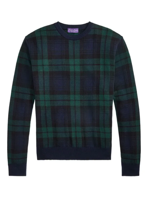 Ralph Lauren Purple Label Plaid-pattern Crew-neck Sweater in Green