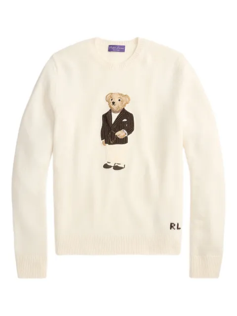 Ralph Lauren Purple Label signature Teddy Bear motif crew-neck sweater