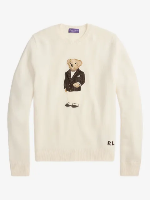 Ralph Lauren Purple Label signature Teddy Bear motif crew-neck sweater