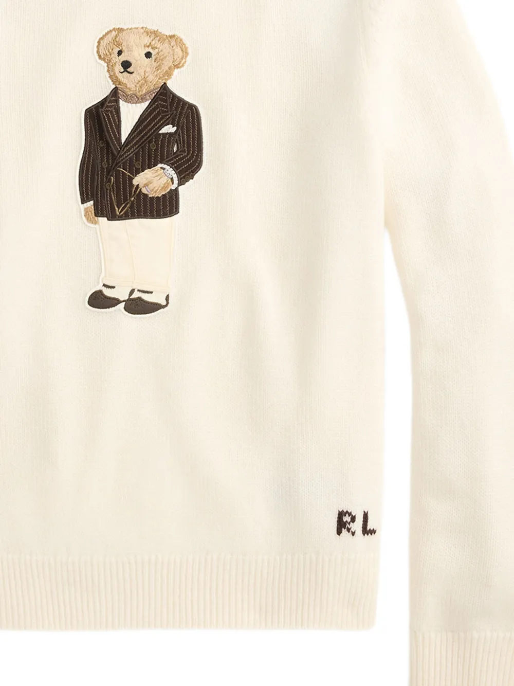 Ralph Lauren Purple Label signature Teddy Bear motif crew-neck sweater - Beige