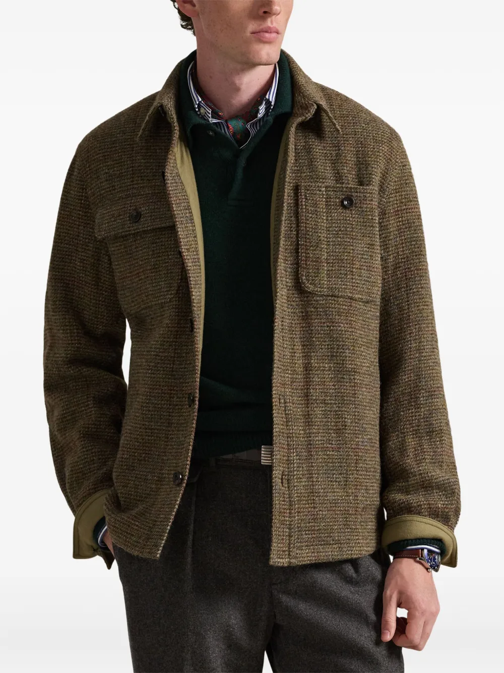 Polo Ralph Lauren Shirtjack met visgraat-patroon Groen