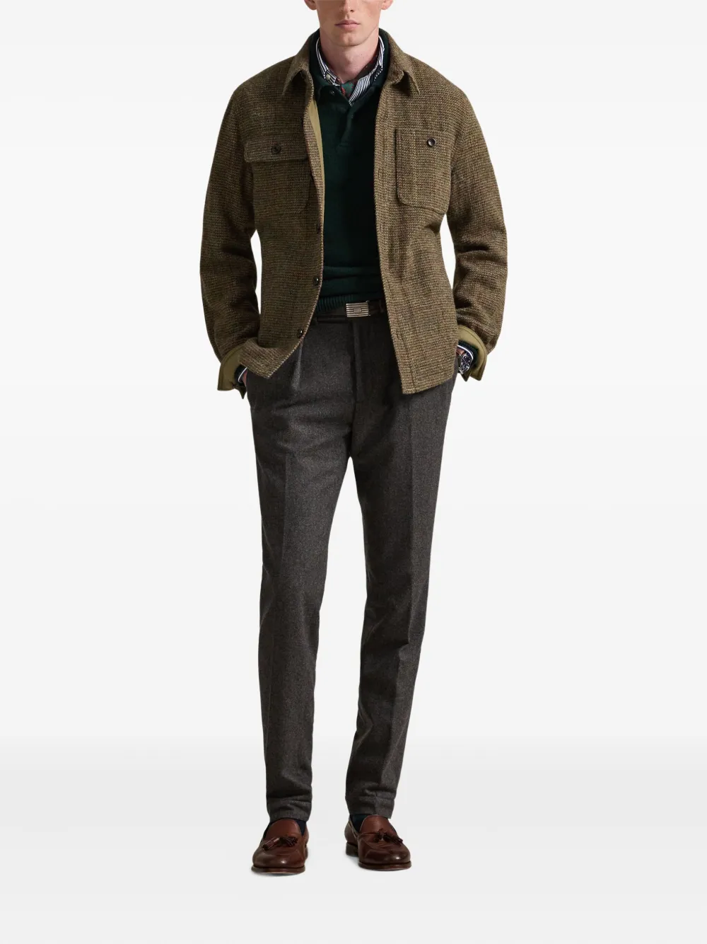 Polo Ralph Lauren herringbone-pattern Shirt Jacket | Green | FARFETCH