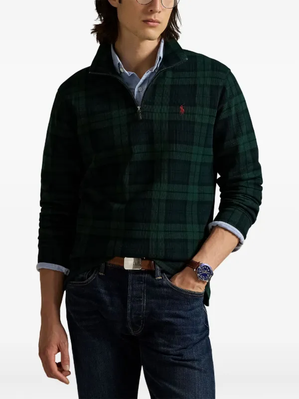 Polo Ralph Lauren チェック ハーフジップ セーター | グリーン