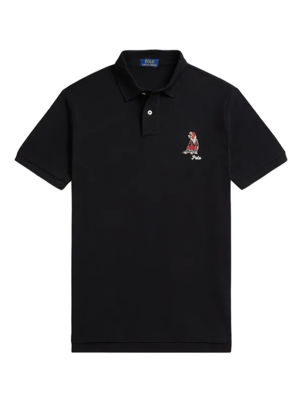 Polo Ralph Lauren dog-embroidered Polo Shirt Black FARFETCH IN
