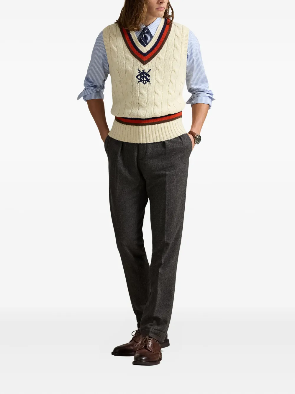 Polo Ralph Lauren cable-knit V-neck vest - Beige