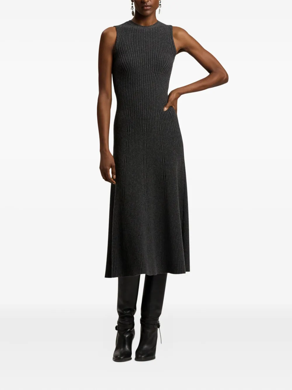 Ralph Lauren Collection ribbed sleeveless midi dress | Grey | Image 1