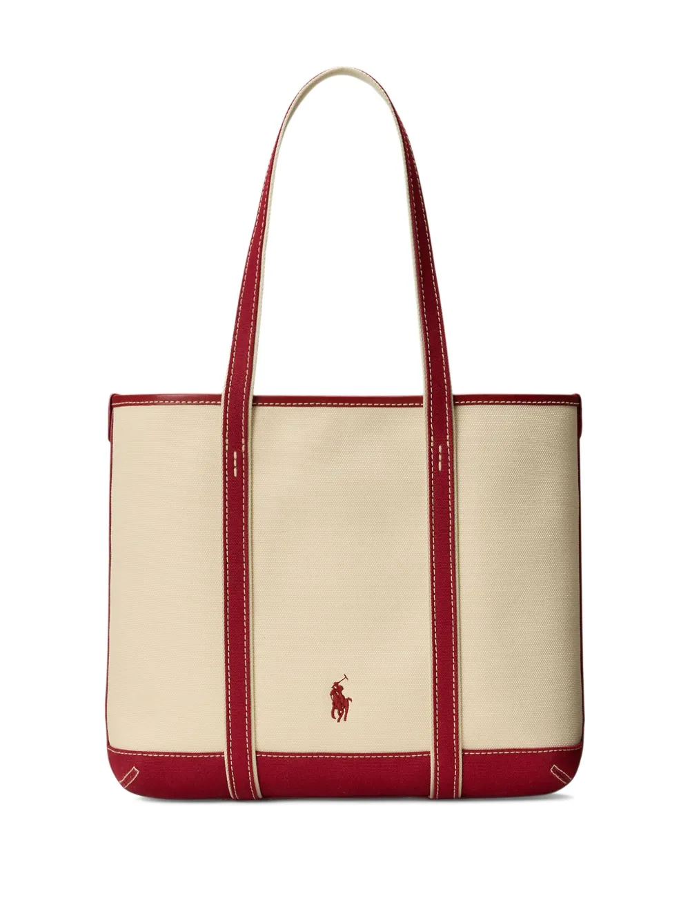 Polo Ralph Lauren Bear-embroidered Canvas Tote Bag In Neutral