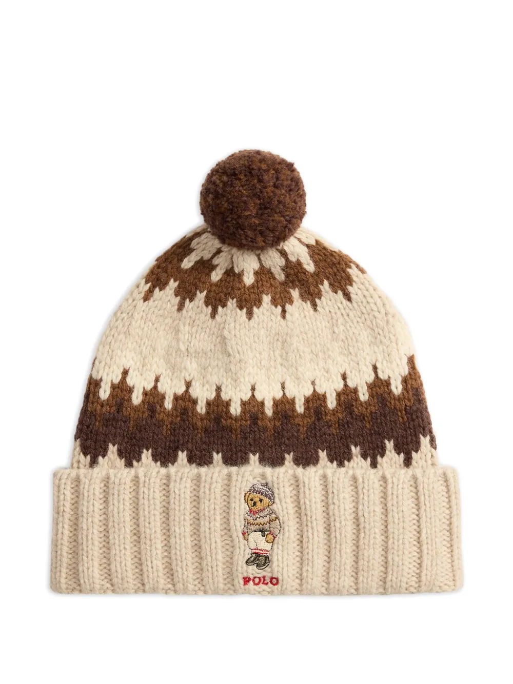 Polo Ralph Lauren Muts met geborduurde beer en pompon Beige