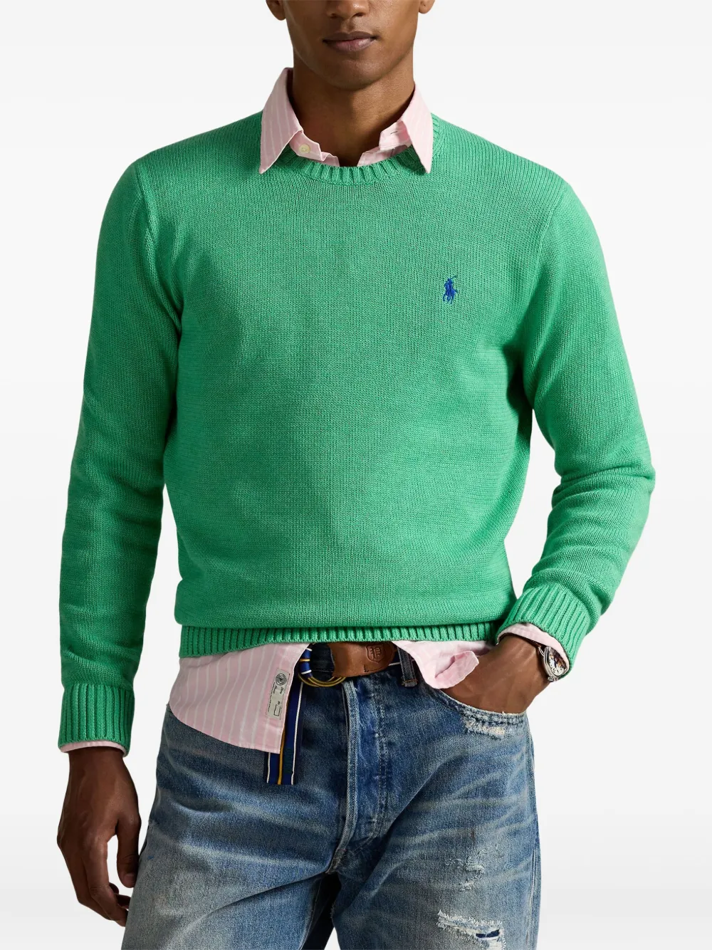 Polo Ralph Lauren Polo Pony Cotton Sweater In Green
