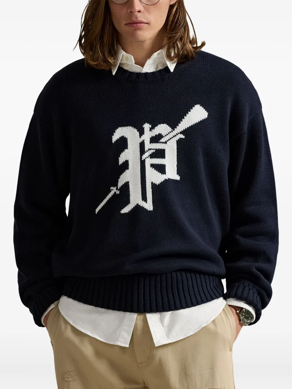 Polo Ralph Lauren ロゴインターシャ セーター | ブルー | FARFETCH JP