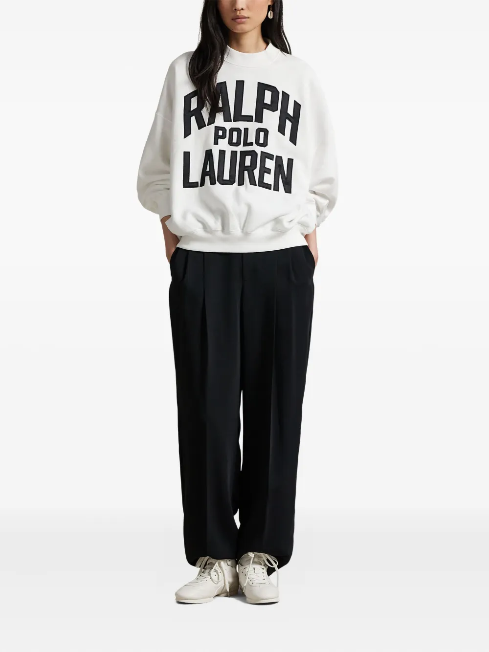 Polo Ralph Lauren Crew Neck Sweatshirt With Logo And Ribbed Cuffs In White
