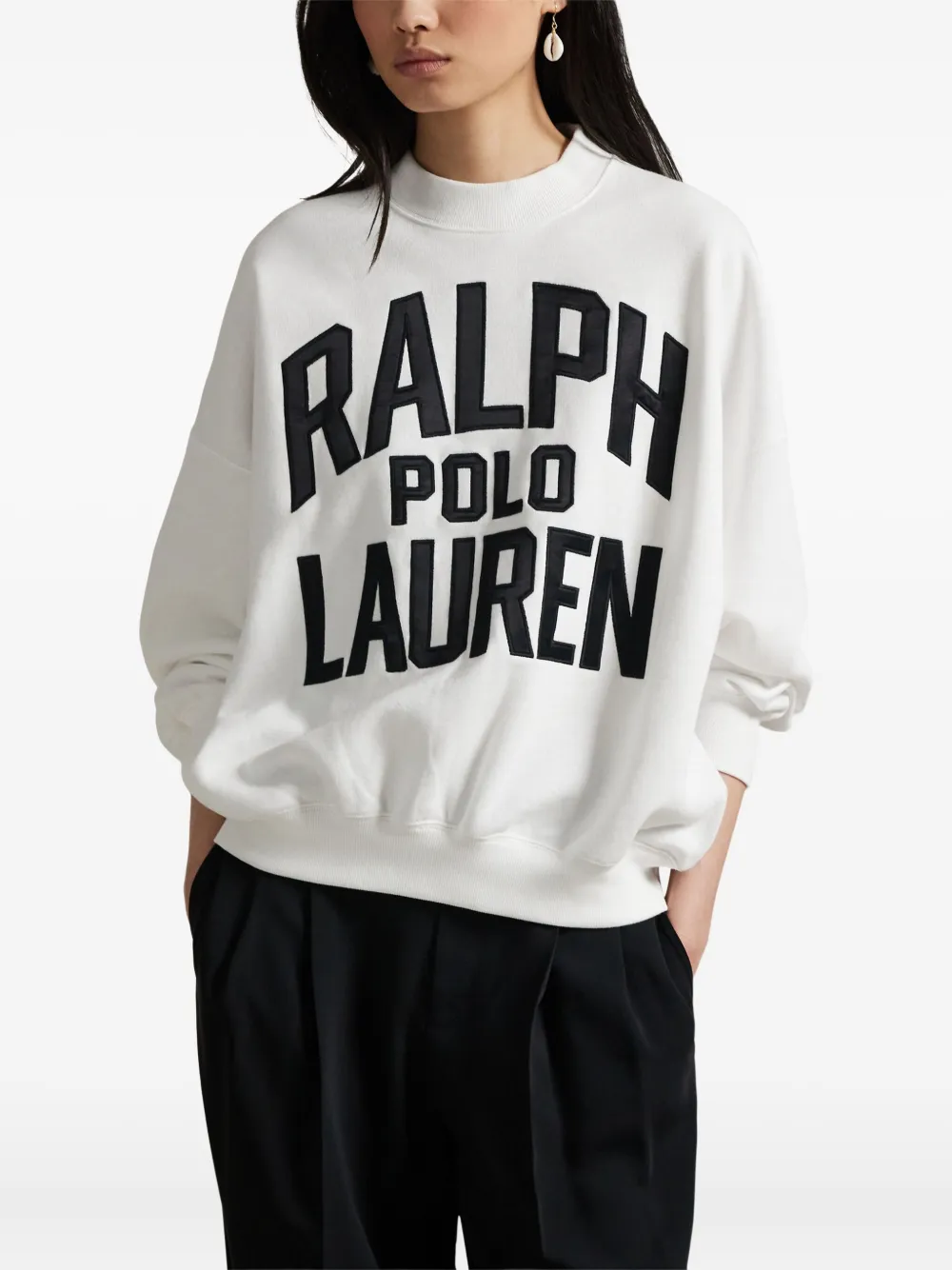 Polo Ralph Lauren Crew Neck Sweatshirt With Logo And Ribbed Cuffs In White