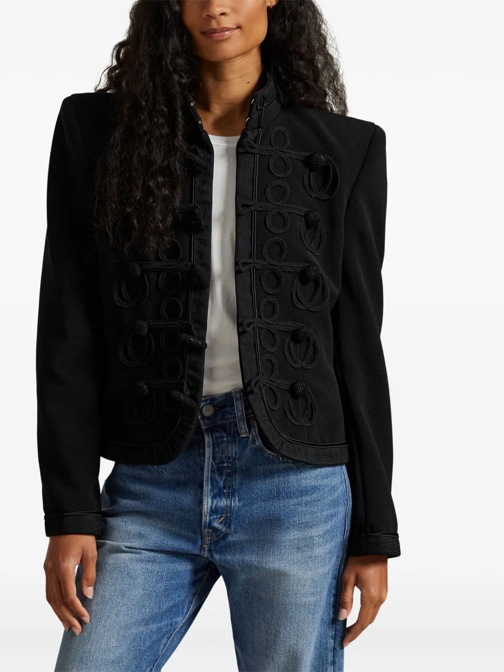 Polo Ralph Lauren Braided-trimmed Tailored Jacket In Black