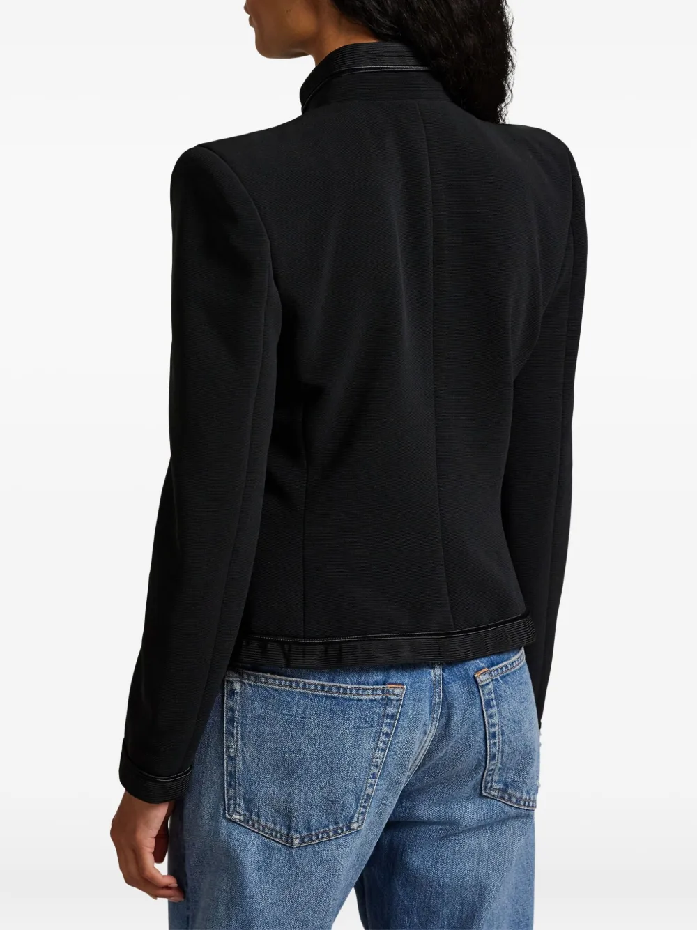 Polo Ralph Lauren Braided-trimmed Tailored Jacket In Black