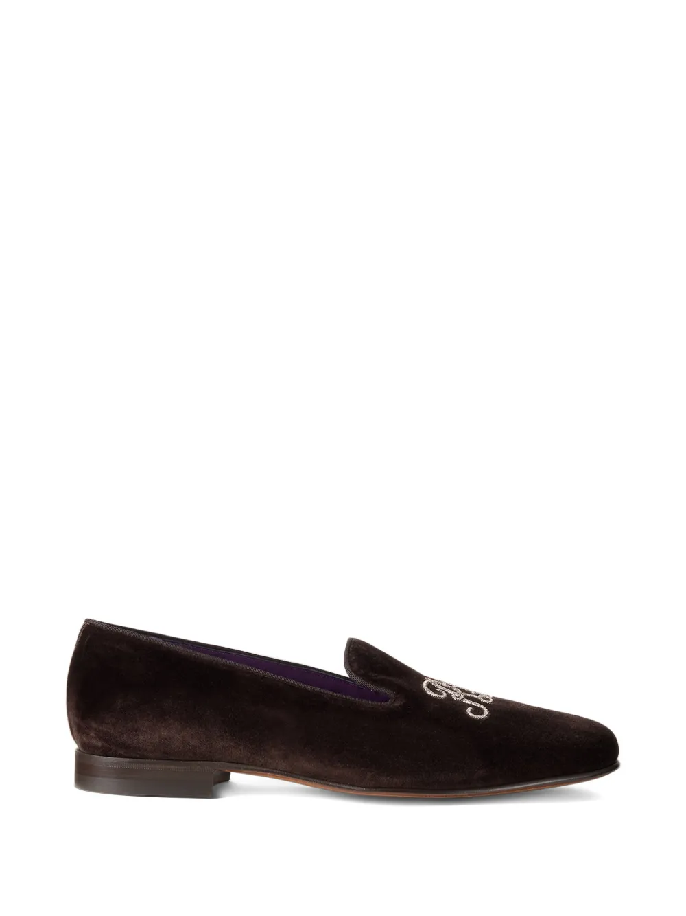 Ralph Lauren Purple Label Alonzo embroidered slippers - Marrone