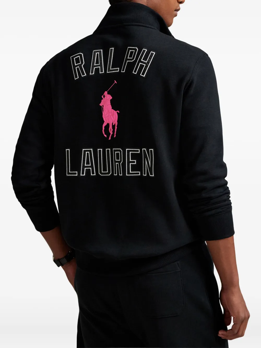 Polo Ralph Lauren Sweater met geborduurd logo en halve rits Zwart