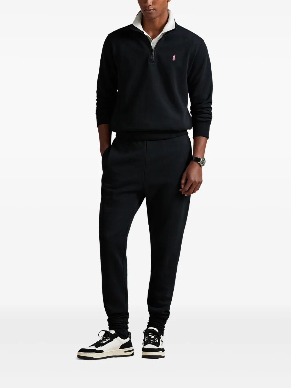 Polo Ralph Lauren Sweater met geborduurd logo en halve rits Zwart