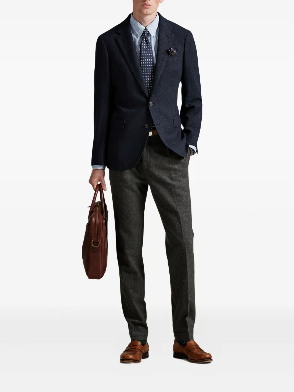 Polo Ralph Lauren Herringbone Single-breasted Blazer In Blue