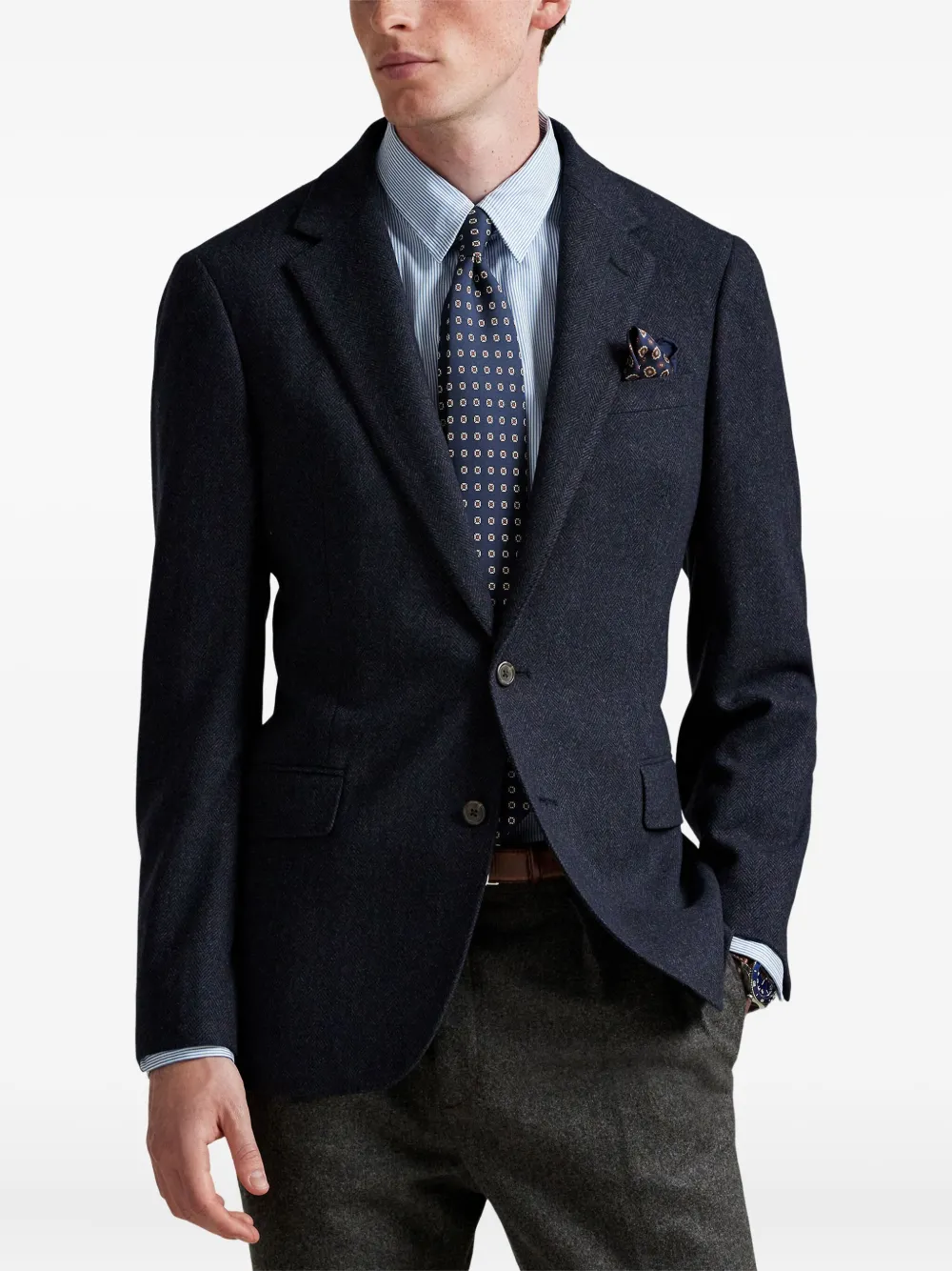 Polo Ralph Lauren Herringbone Single-breasted Blazer In Blue