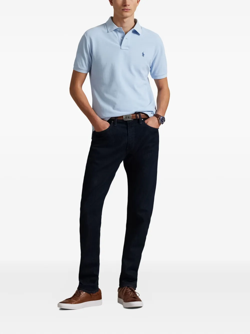 Polo Ralph Lauren embroidered-logo polo shirt - Blauw