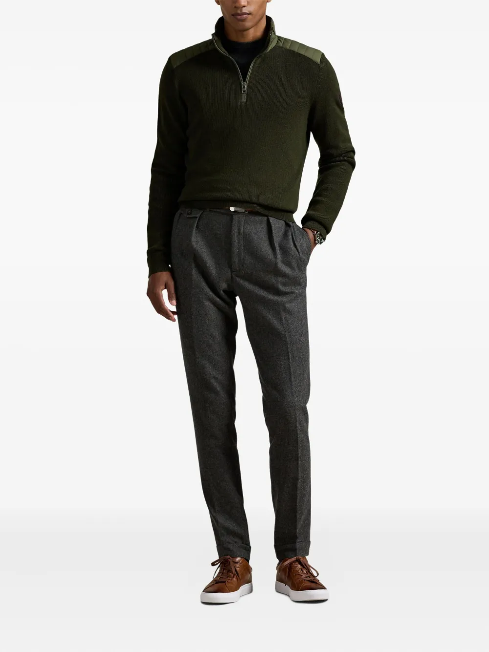 Polo Ralph Lauren Trui met gewatteerd vlak en halve rits Groen