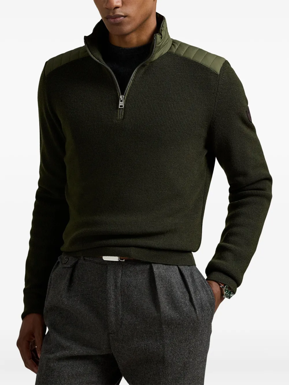 Polo Ralph Lauren Trui met gewatteerd vlak en halve rits Groen