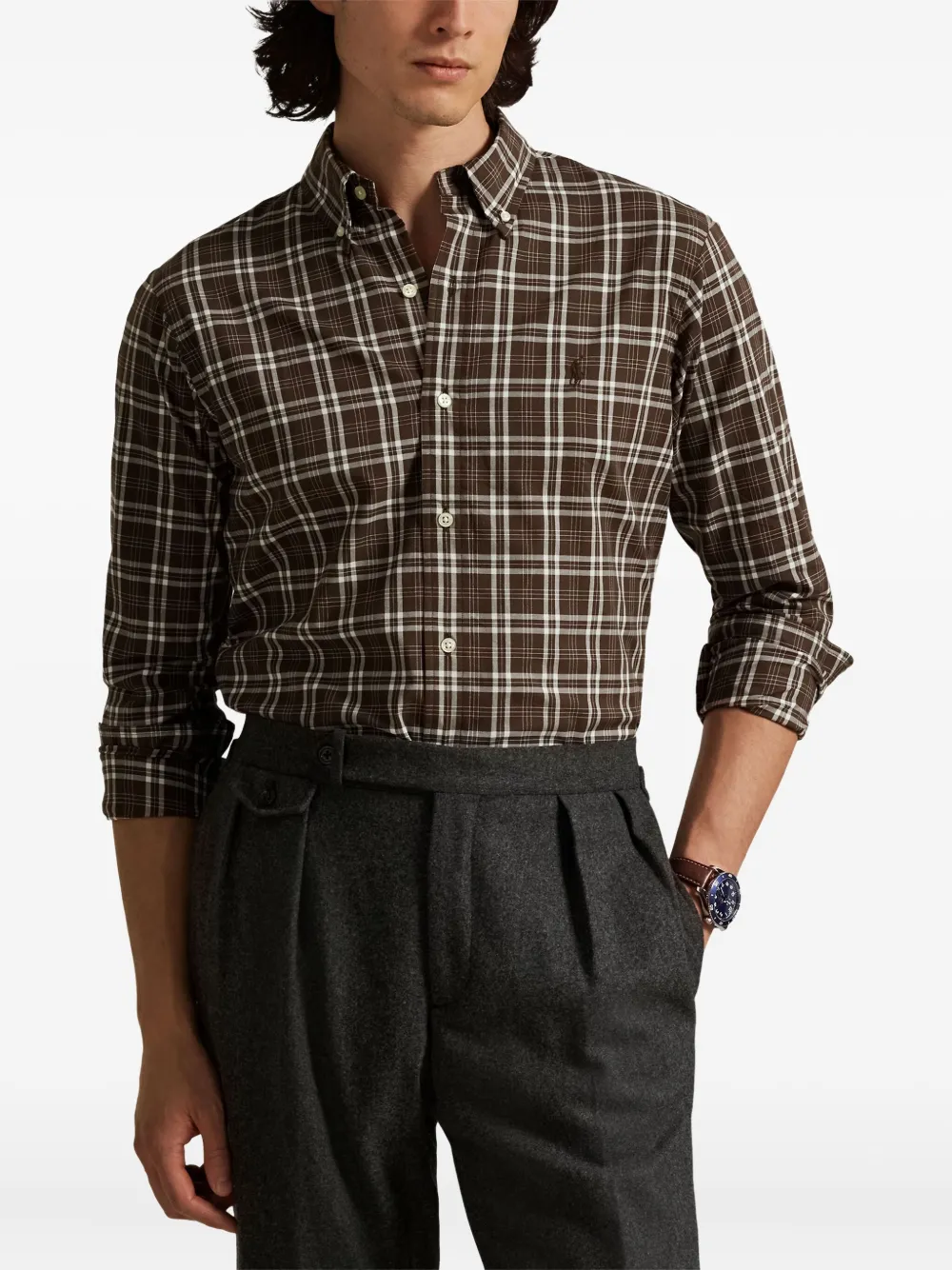 Polo Ralph Lauren Plaid Shirt In Brown