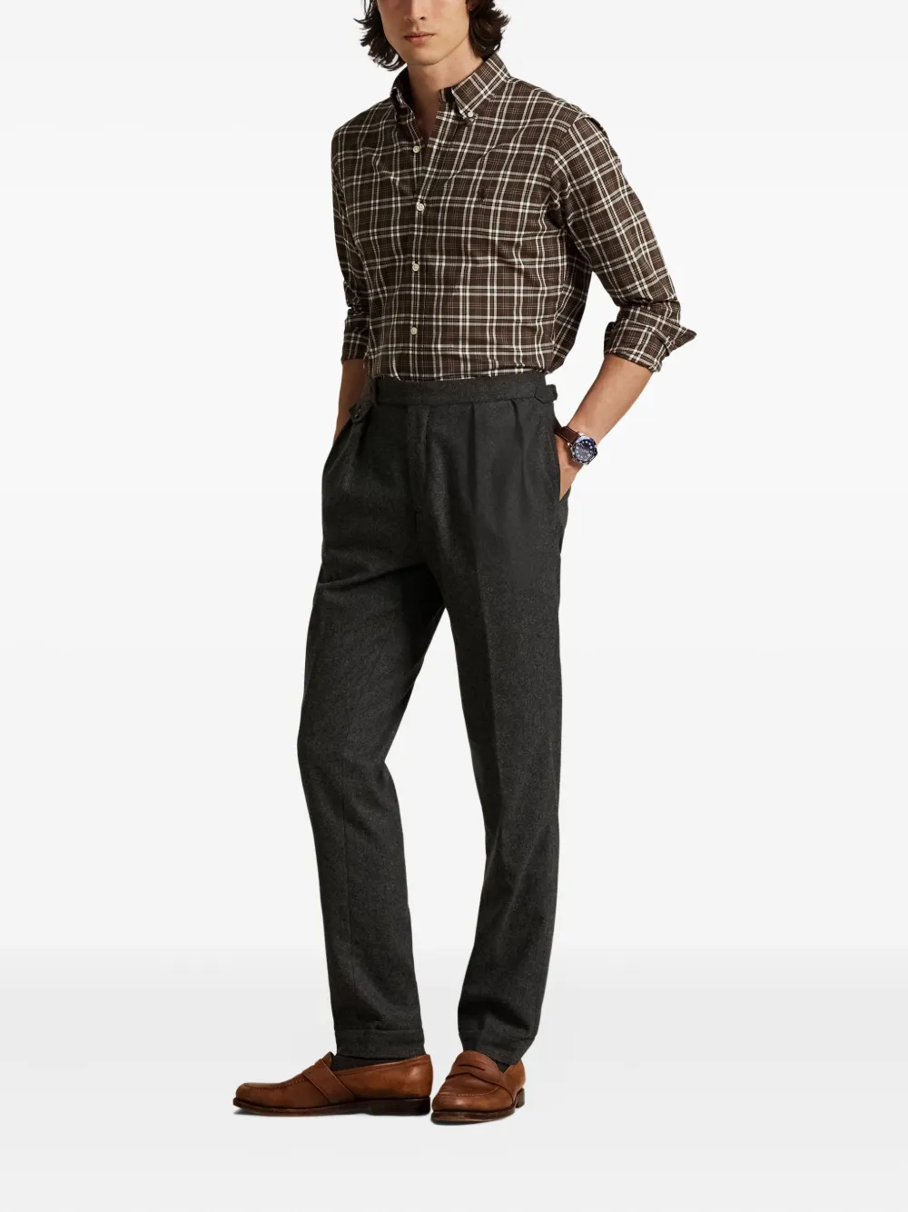 Polo Ralph Lauren Plaid Shirt In Brown