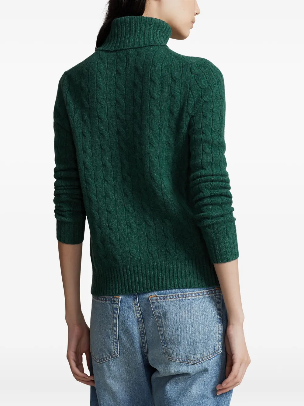 Polo Ralph Lauren Cable-knit Turtleneck Sweater In Green