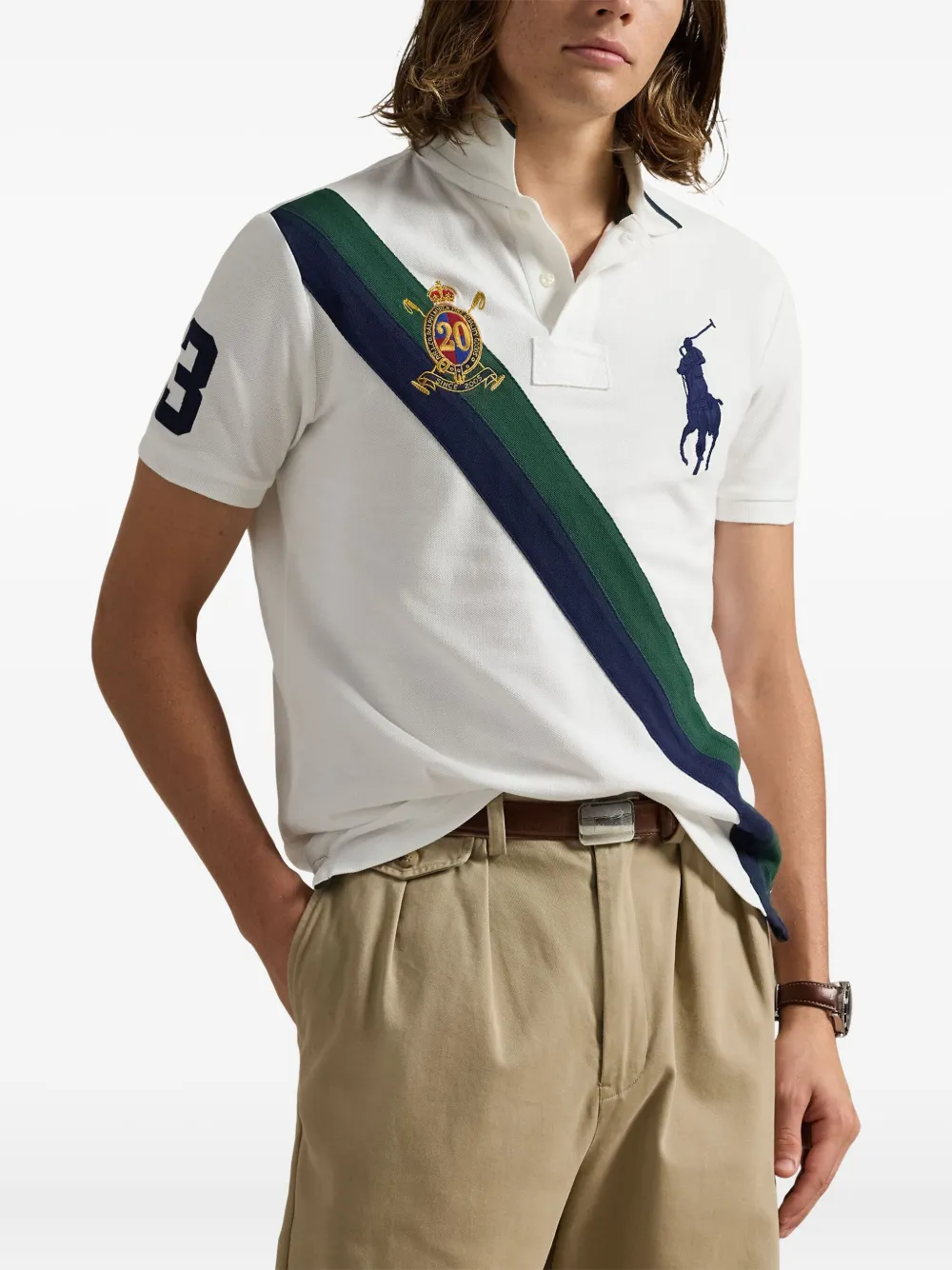 Polo Ralph Lauren Poloshirt met geborduurd logo en diagonale streep Wit
