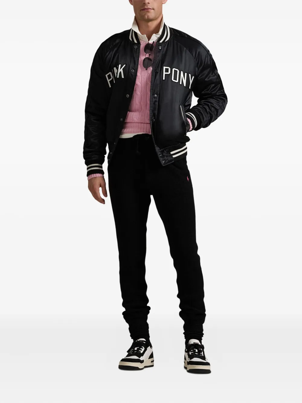 Polo Ralph Lauren Pink Pony Bomber Jacket In Black