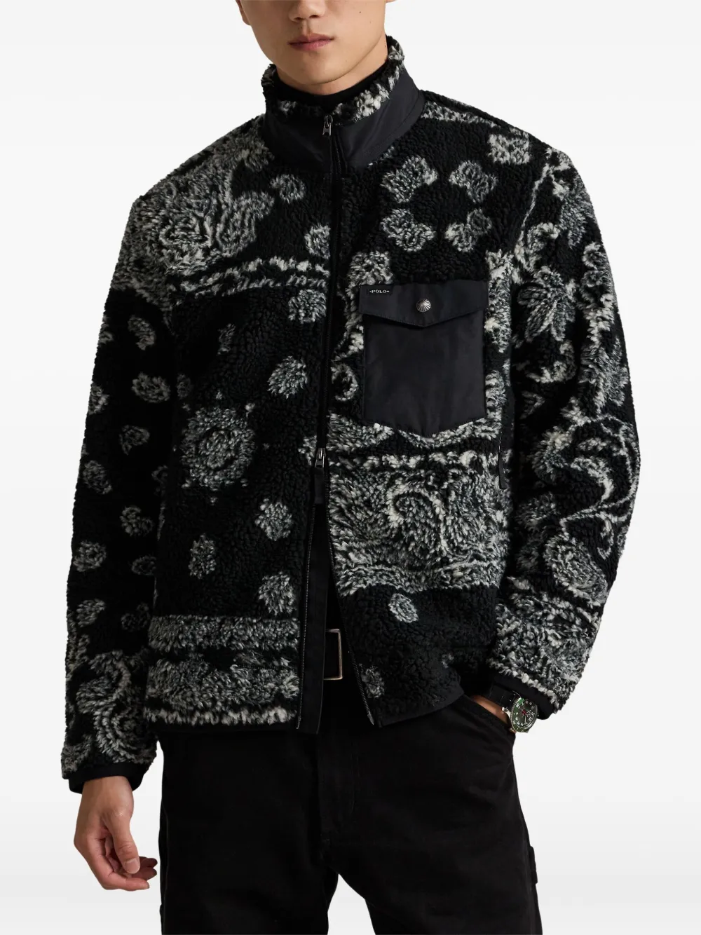 Polo Ralph Lauren Bandana fleece jack Zwart