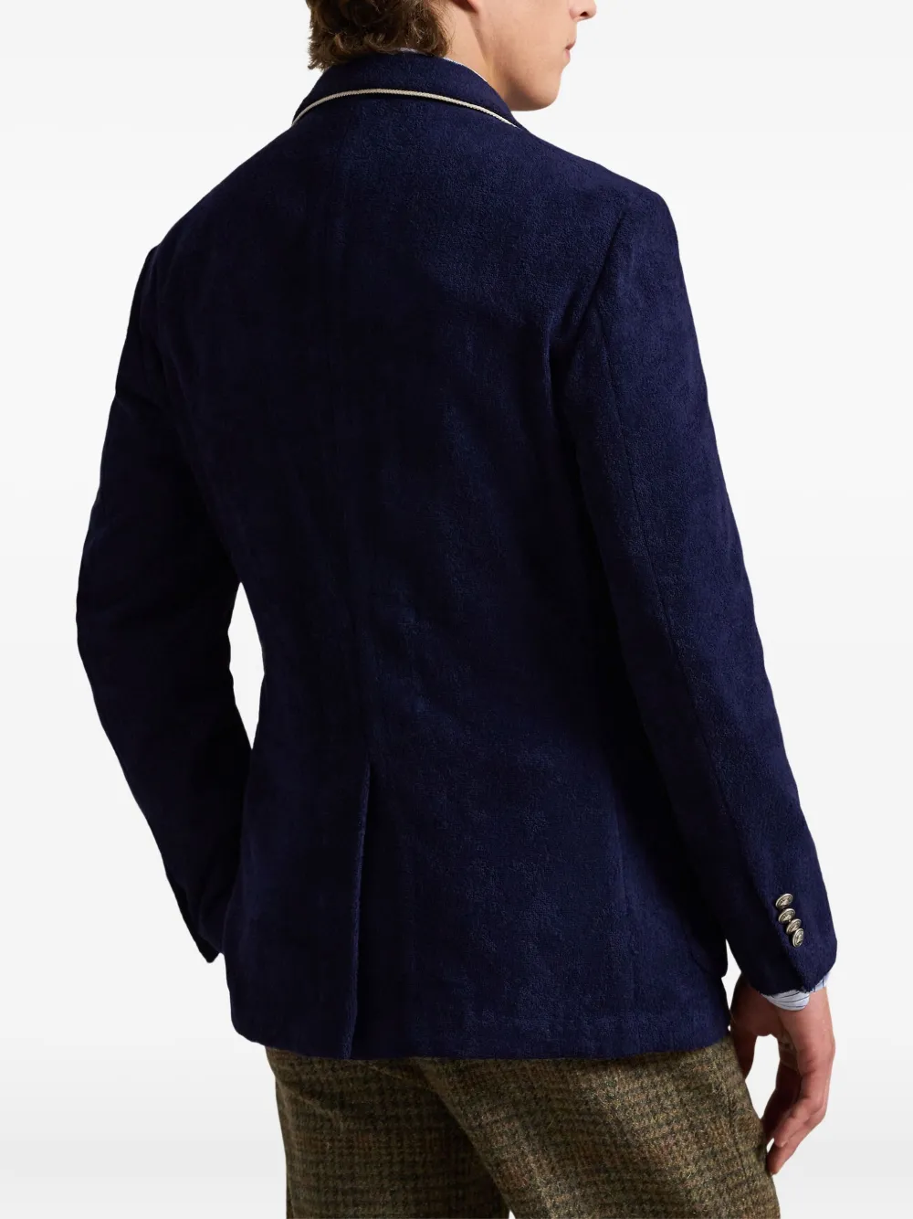 Polo Ralph Lauren Navy Blazer With Intricate Embroidery In Blue