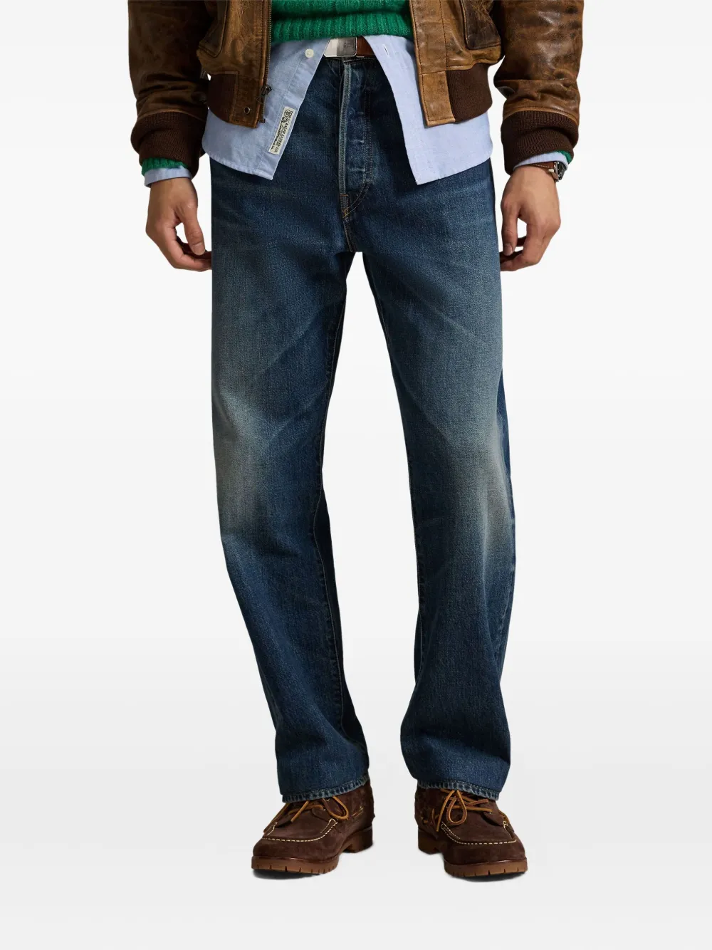 Polo Ralph Lauren Straight katoenen jeans met vervaagd effect Blauw