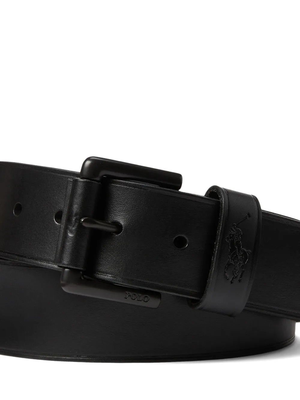 Polo Ralph Lauren embossed-logo leather belt - Zwart
