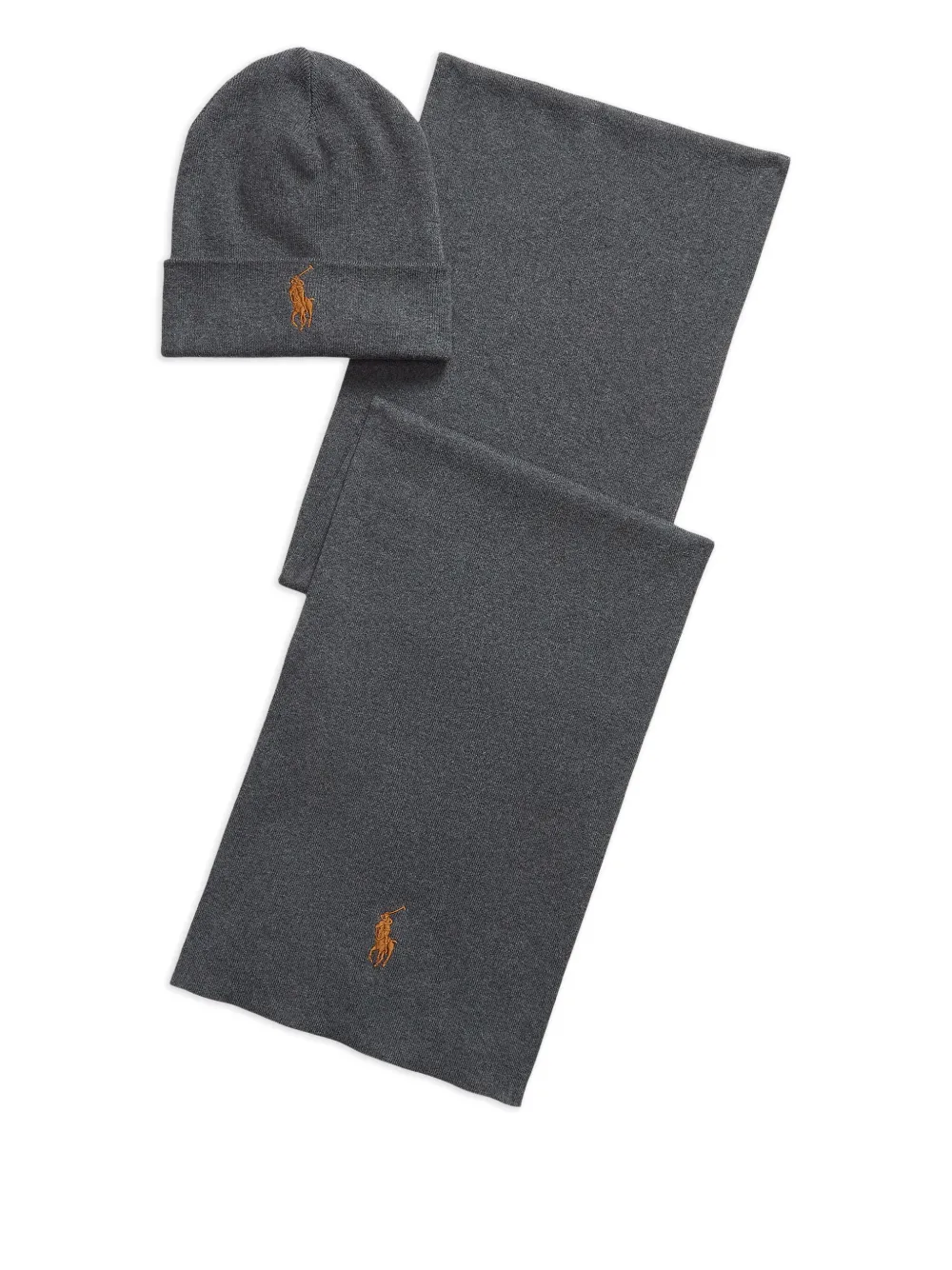 Polo Ralph Lauren embroidered-logo beanie scarf set - Grigio